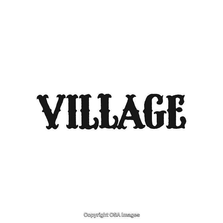 Vintage Lettering of the Word Village in Bold Decorative Font