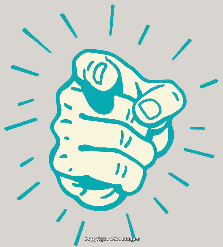 Illustrated Hand Pointing Forward With Radiating Lines on Neutral Background