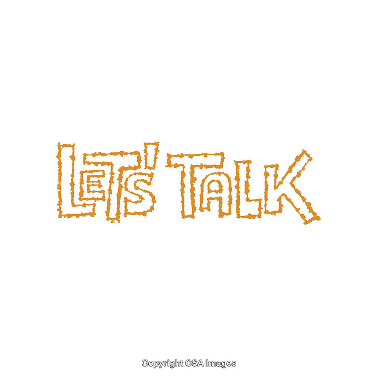 Orange Text Art of Let's Talk with a Hand-Drawn Artistic Style