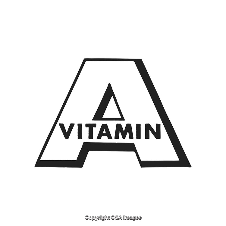 Monochrome Illustration of Vitamin A Symbol in Outline Style