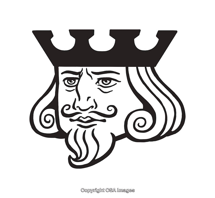 Black and White Line Art Illustration of a King Crown Design
