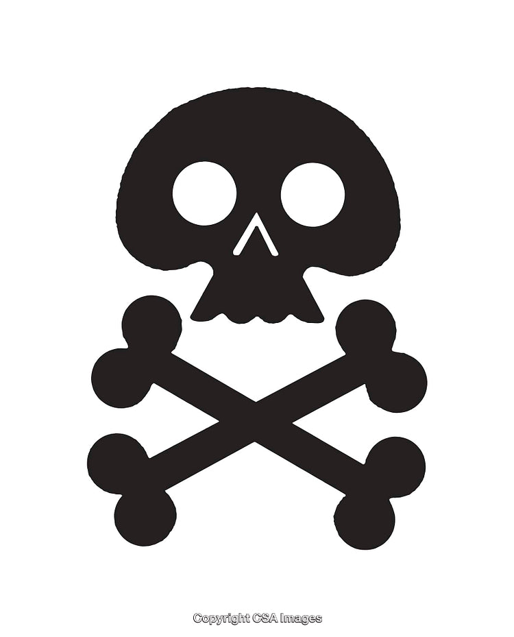 Black and White Skull and Crossbones Illustration Symbol