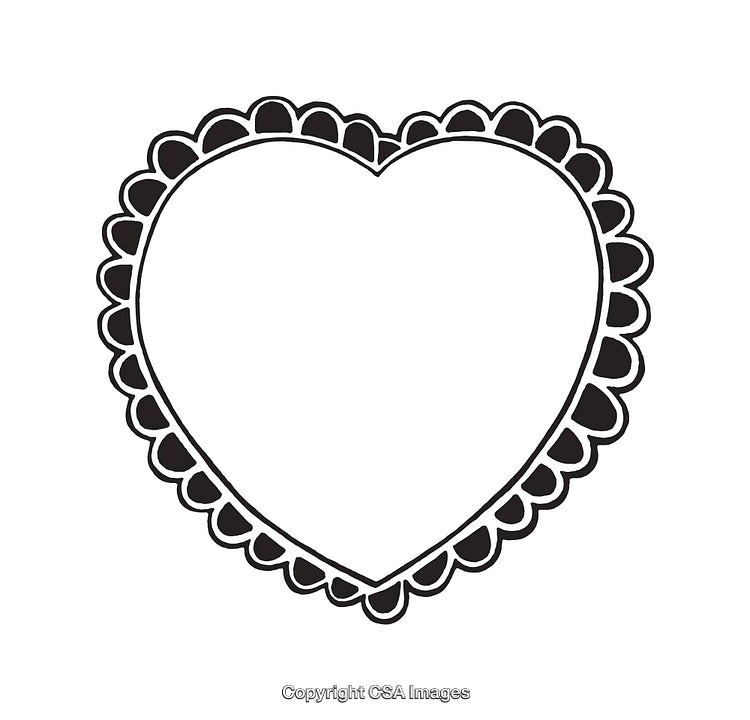 Black And White Heart-Line Illustration with Decorative Edge Design
