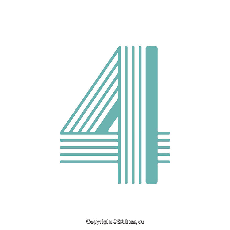 Number Four Styled with Lines in Minimalist Design