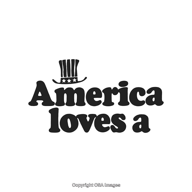 Patriotic American Typography Art with a Hat Illustration and Bold Font