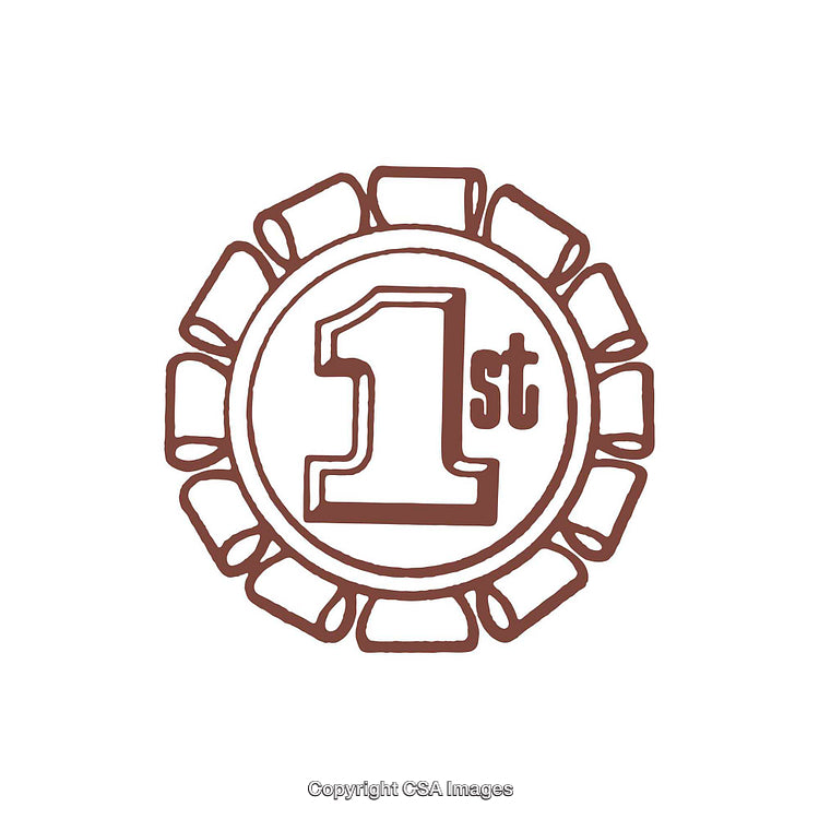 Simple Monochrome Award Ribbon Emblem with "1st" Inscription