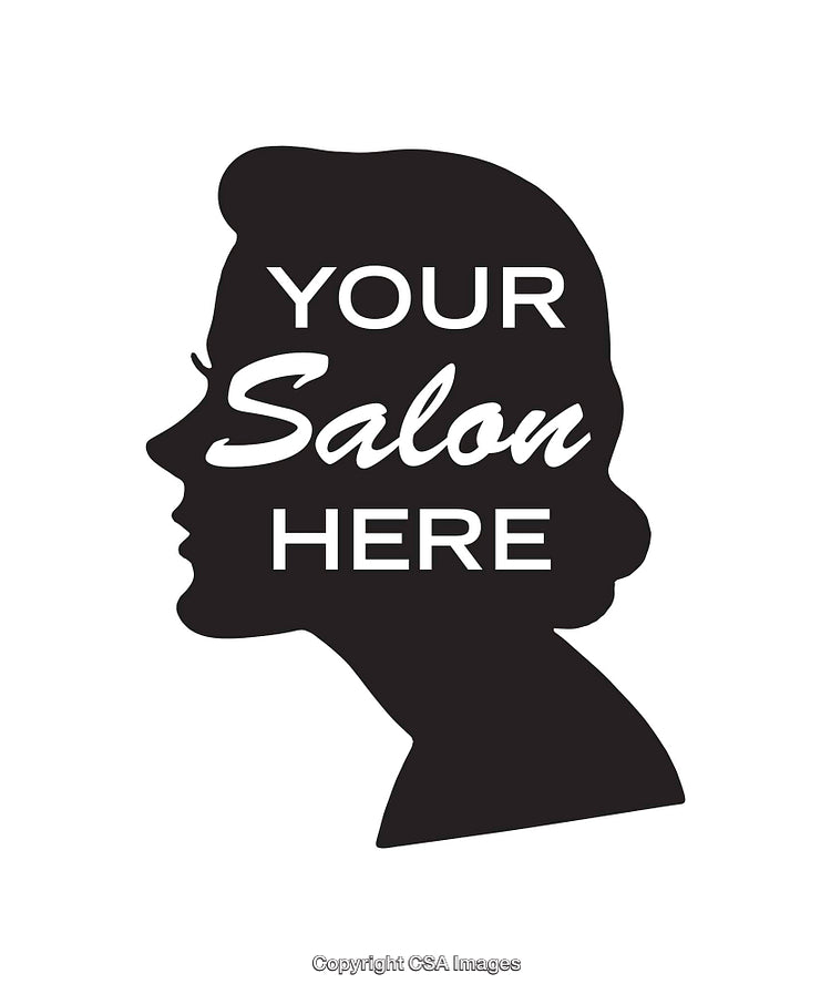 Silhouette of a Woman Featuring Placeholder Text for Custom Salon Branding