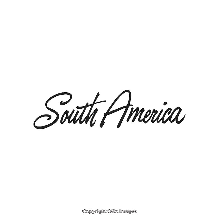 Elegant Handwritten South America Text Design in Black on White Background