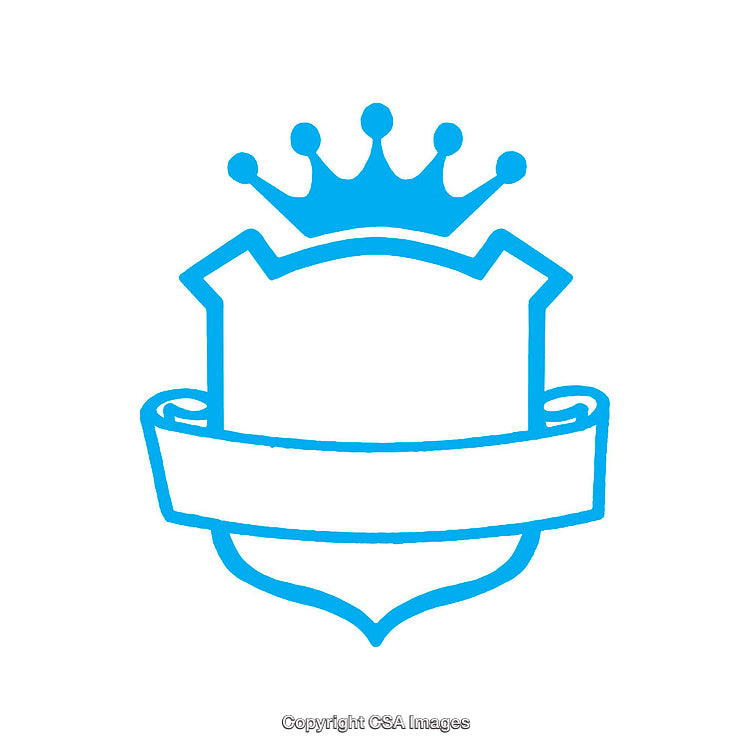 Blue Heraldic Shield with Crown and Blank Ribbon Banner