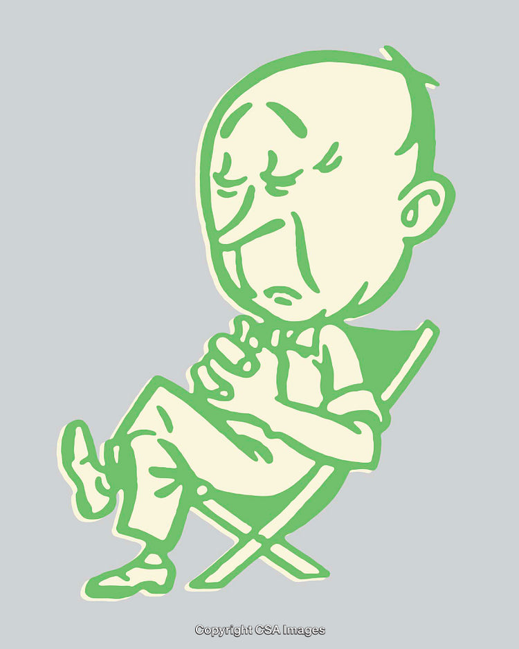 Illustration of a Relaxed Elderly Man Sitting in a Chair