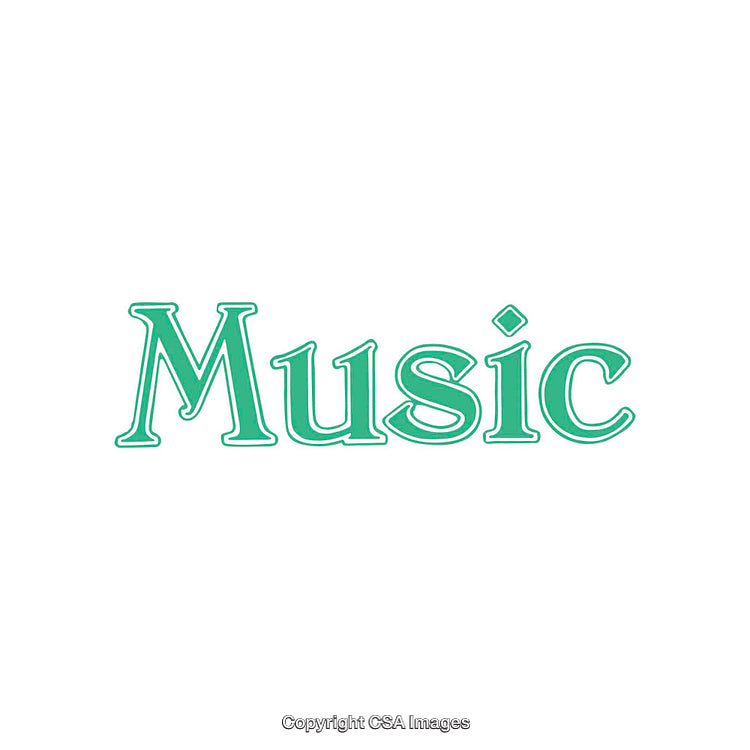 Creative Green Text Illustration Featuring the Word Music on White Background