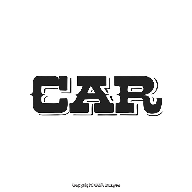 Bold Text Illustration of the Word 'Car' in a Distinctive Typography