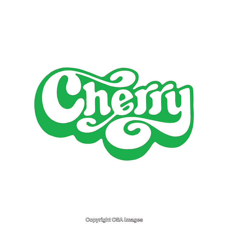 Retro Inspired Green Swirl Typography Design with Cherry Inscription
