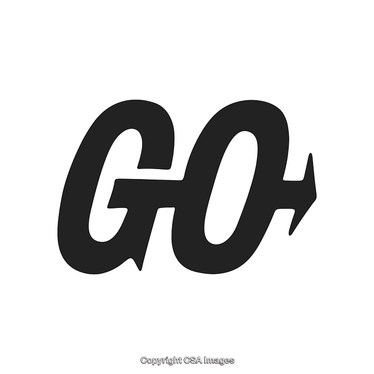Simple Black Go Logo With Arrow On White Background