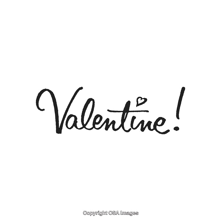 Elegant Handwritten Valentine Word Art with Heart Accent on White