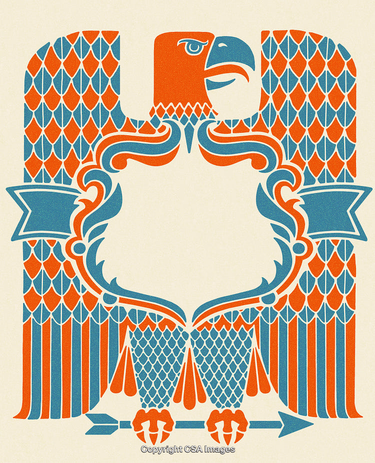 Abstract Vintage Styled Illustration of an Eagle With Bold Colors