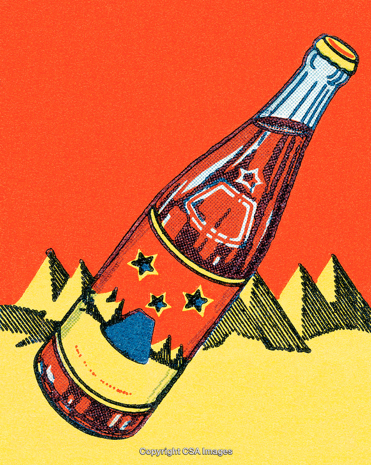 Colorful Illustration of a Soda Bottle on Vibrant Background