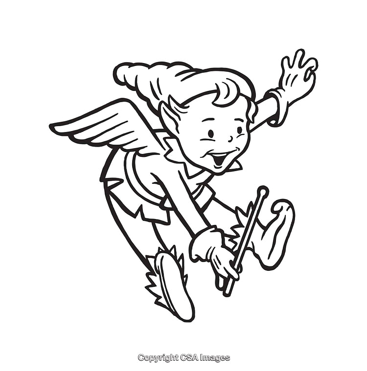 Whimsical Fairy Character Playing With Wand in Animated Line Art Design
