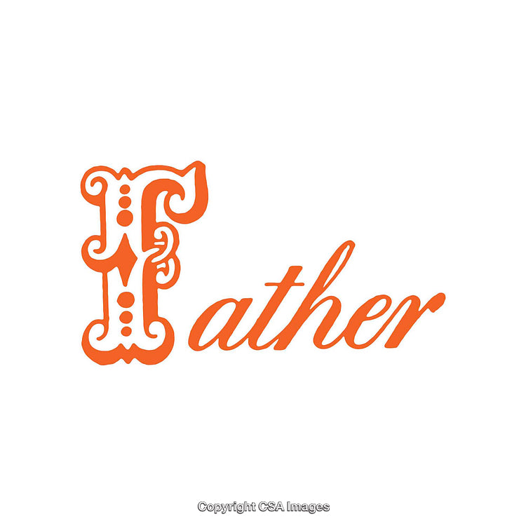 Elegant Typographic Orange Design Featuring the Word 'Father' on White Background