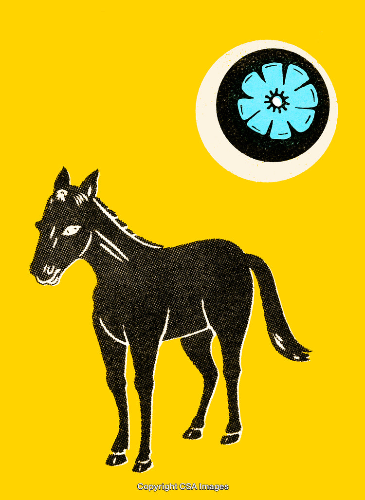 Artistic Illustration of a Horse with a Bold Yellow Background