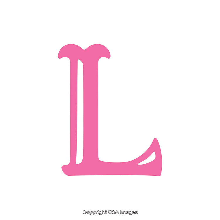 Pink Gothic Letter L on White Background in Artistic Style