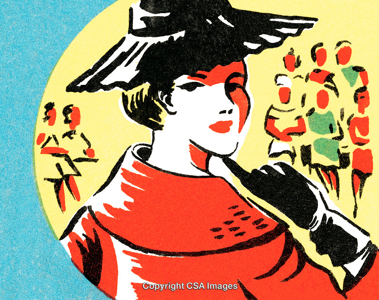 Vintage Illustration of a Stylish Woman With a Vibrant Color Palette