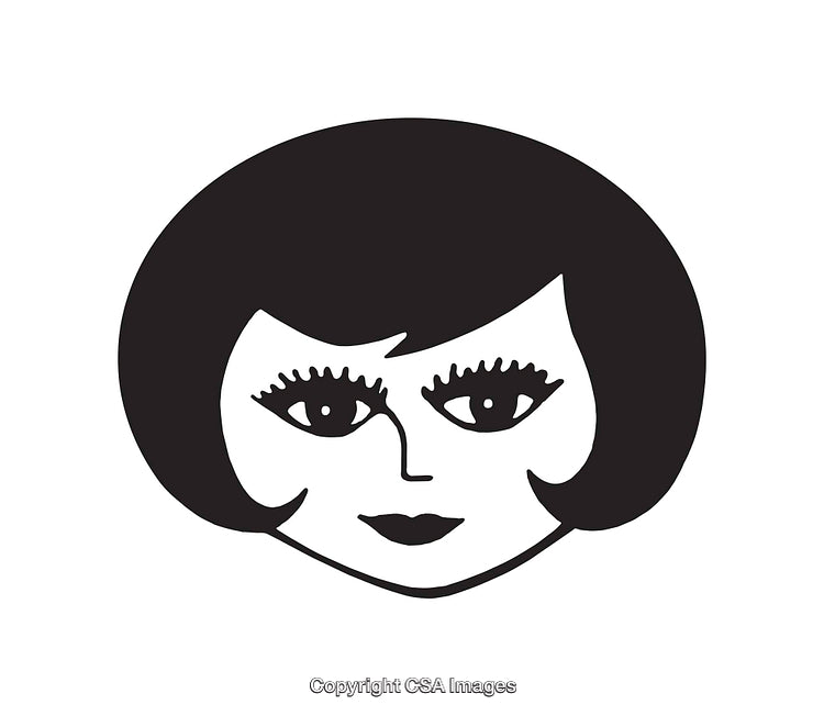 Stylized Black and White Illustration of a Woman's Face