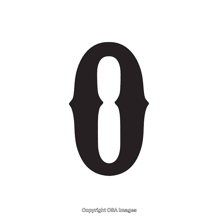 Stylized Letter O with Decorative Serif Features in Black on White