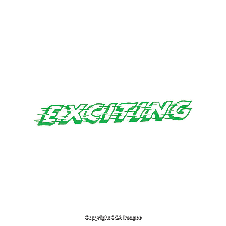 Dynamic Green Text Illustration with 'Exciting' on White Background