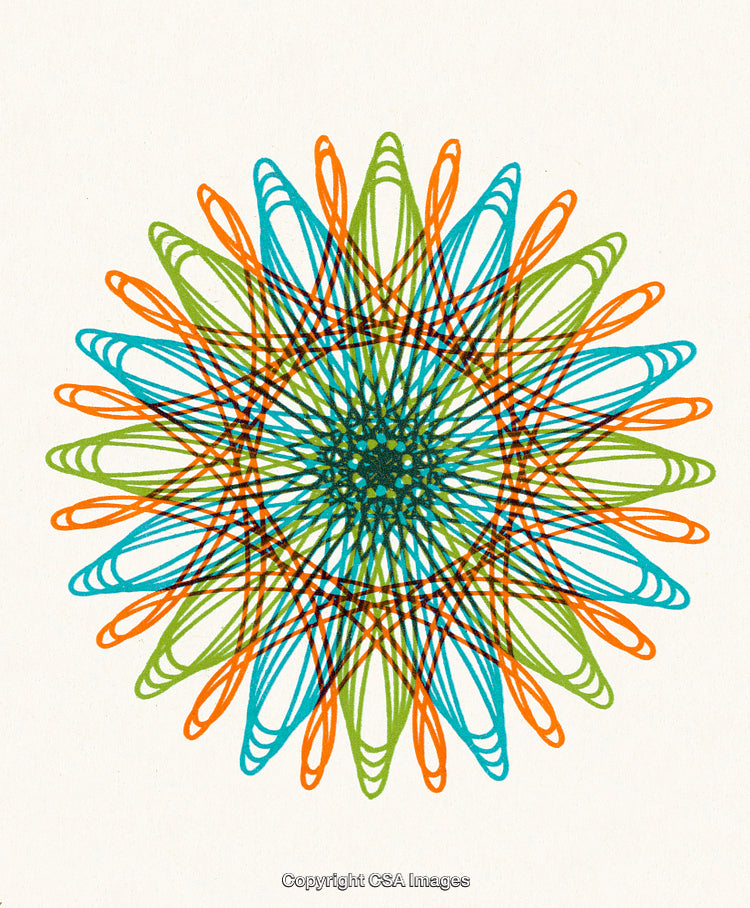 Colorful Geometric Abstract Pattern Featuring Interwoven Looping Lines and Symmetry