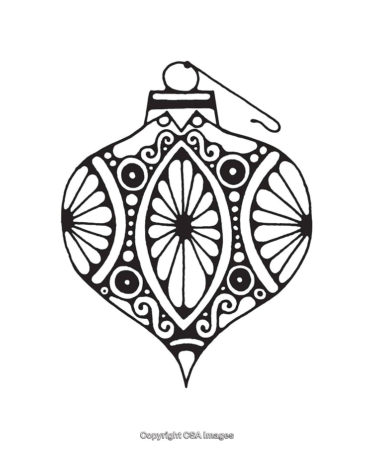 Intricate Black and White Ornament Illustration for Holiday Decoration Designs