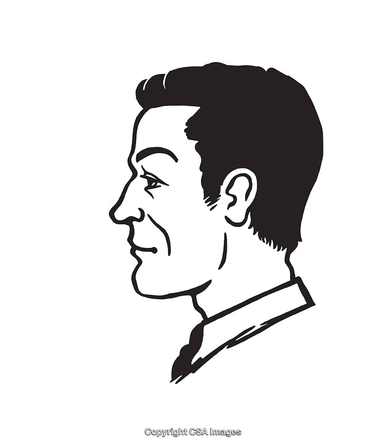 Black and White Line Art Illustration of a Man's Side Profile Portrait