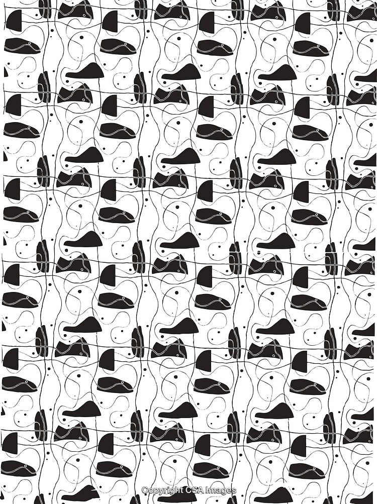 Abstract Black and White Pattern With Curved Shapes and Lines