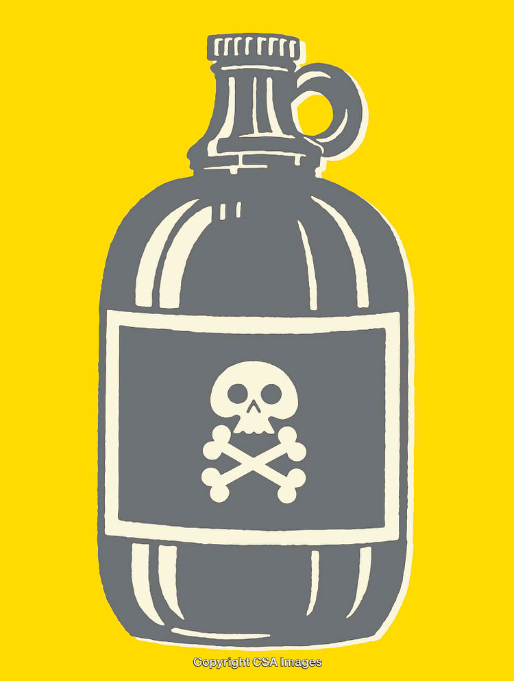 Poison Bottle Line Art Illustration with Bright Yellow Background