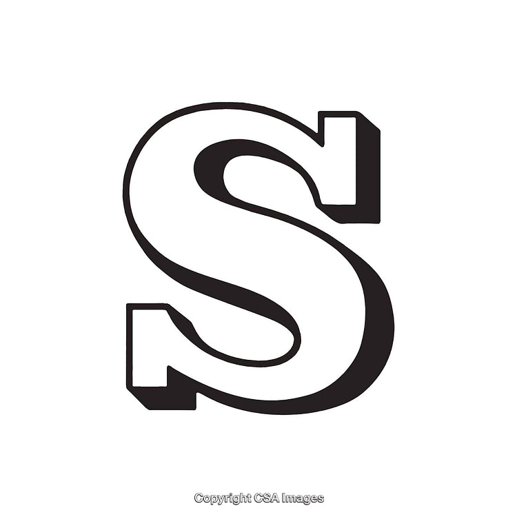 Bold Black Letter S with Textured Style on White Background