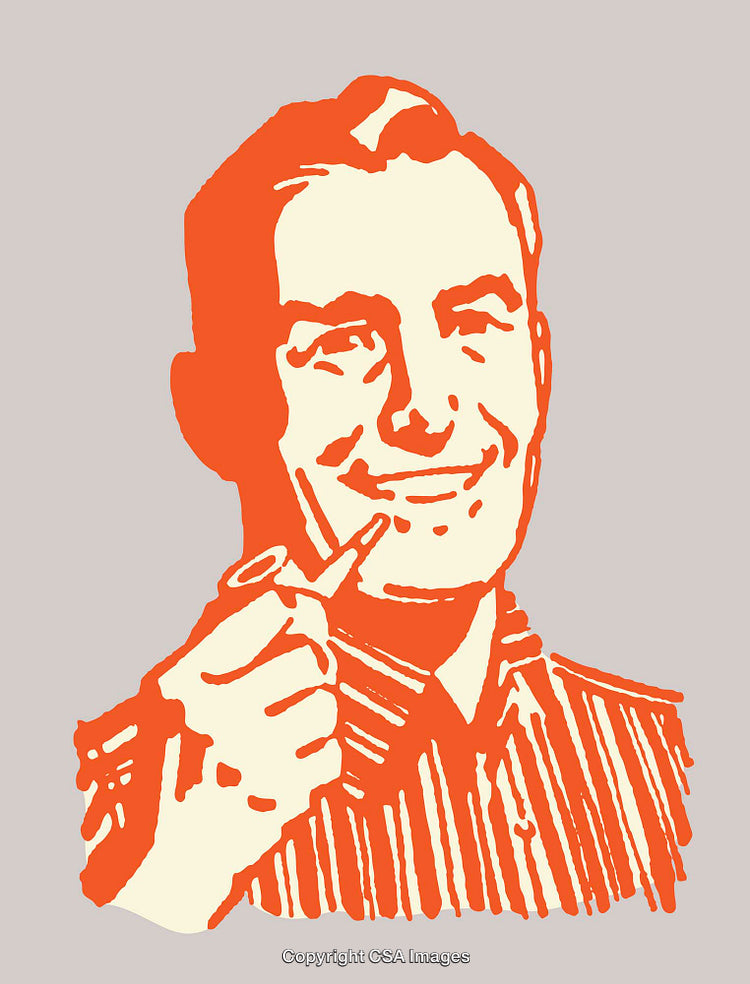 Retro Style Illustration of a Man Holding a Pipe and Smiling