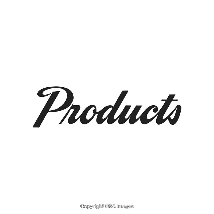 Stylish Black Script 'Products' Text on White Background