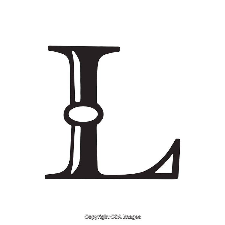 Black Stylized Letter L on a White Background Isolated Design