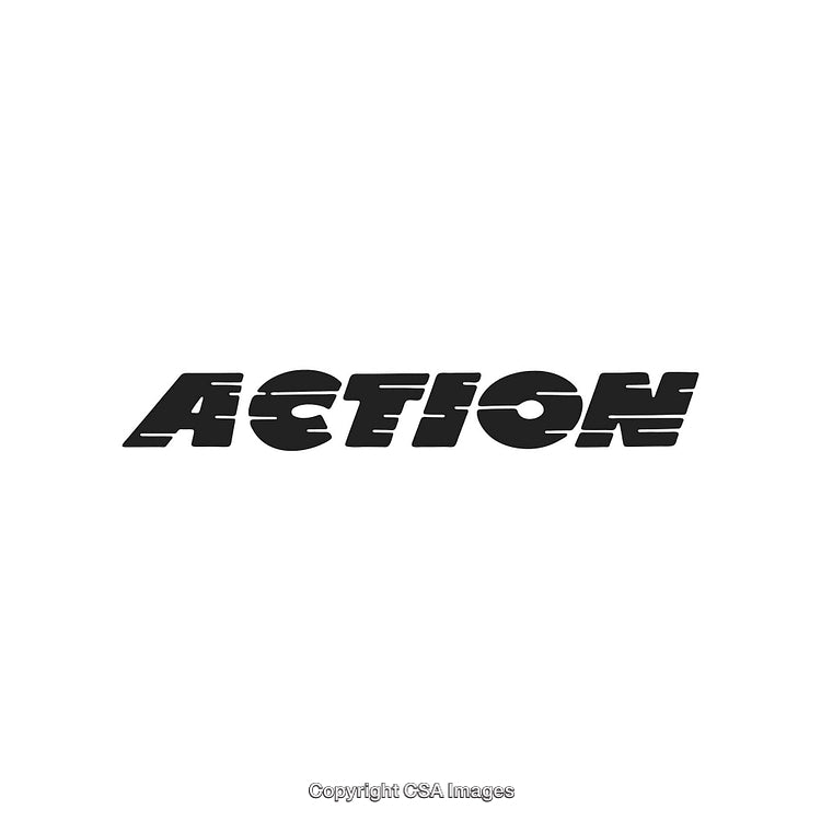Bold Typographic Representation of the Word Action in Black on White