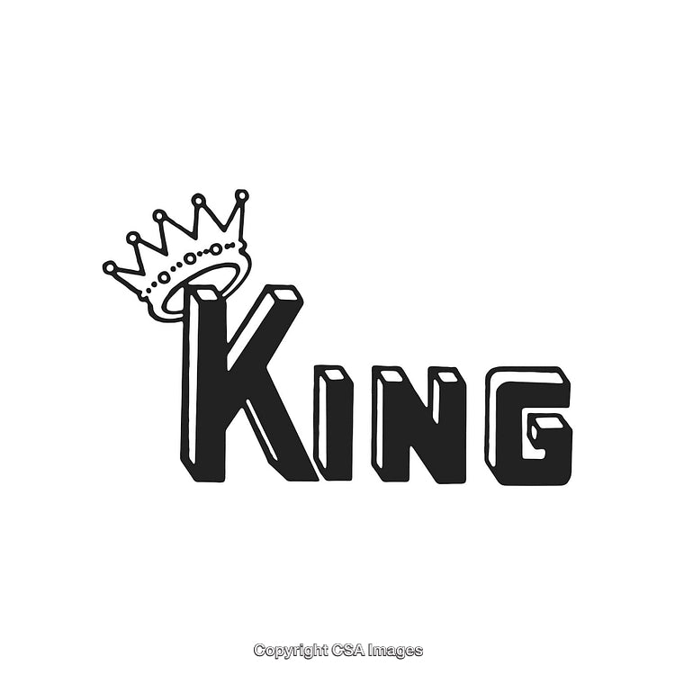 Decorative Typography Featuring 'King' with Crown Design in Bold Style