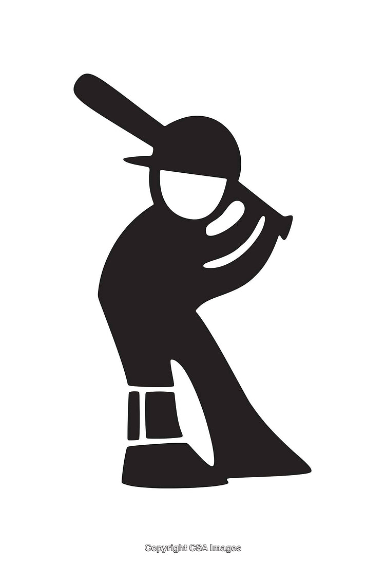 Silhouette Icon of a Baseball Player Swinging a Bat