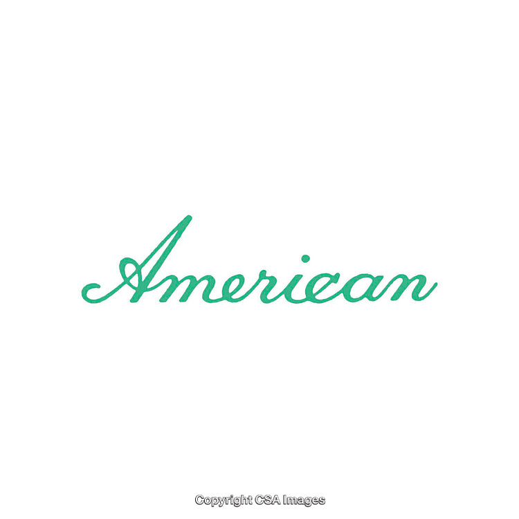 Elegant Green Handwriting Spelling the Word 'American' on a White Background
