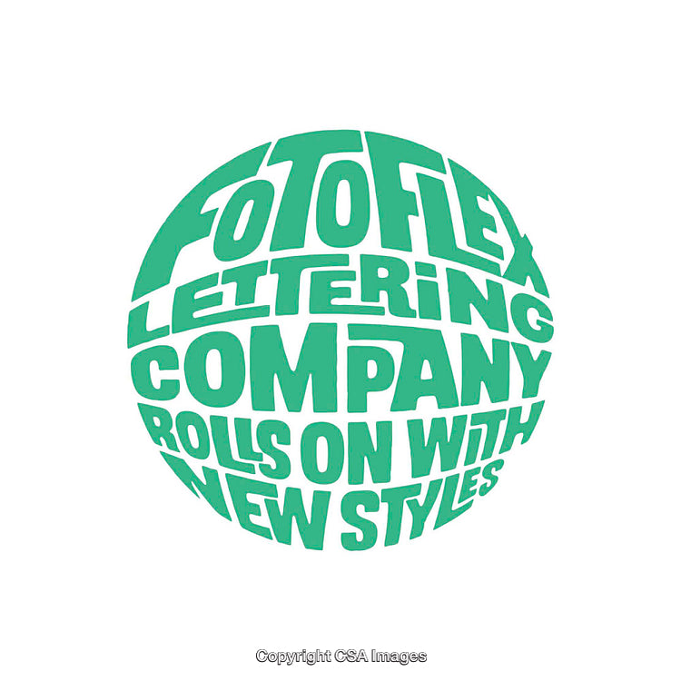 Retro-Inspired Typography Art Depicting Sphere Design with Bold Green Letters