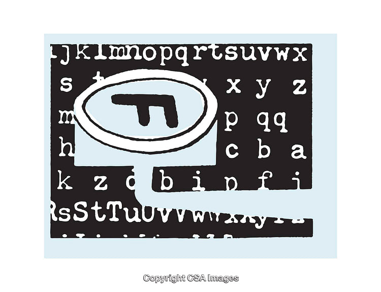 Bold Graphic Illustration with Alphabet Letters and Magnified Focus Design