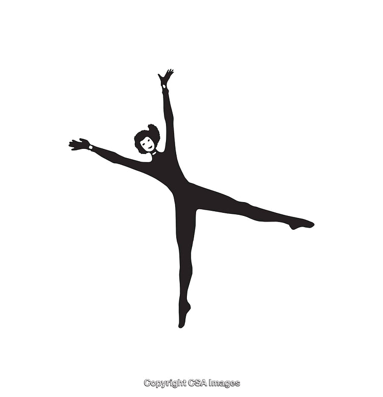 Stylized Black and White Illustration of a Dancing Figure