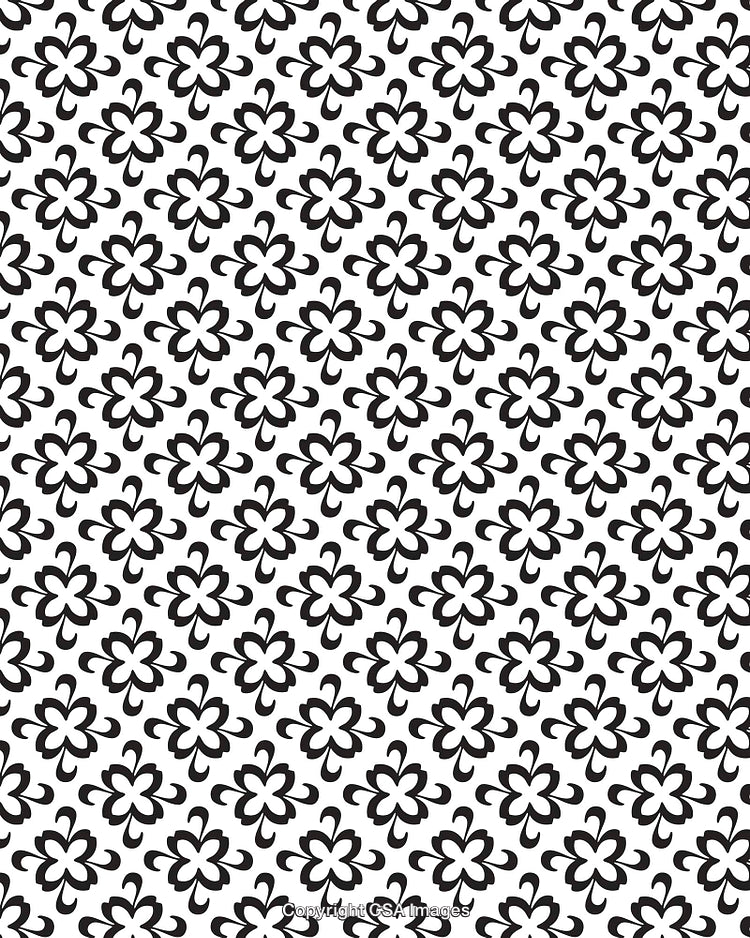 Seamless Abstract Floral Pattern in Black and White