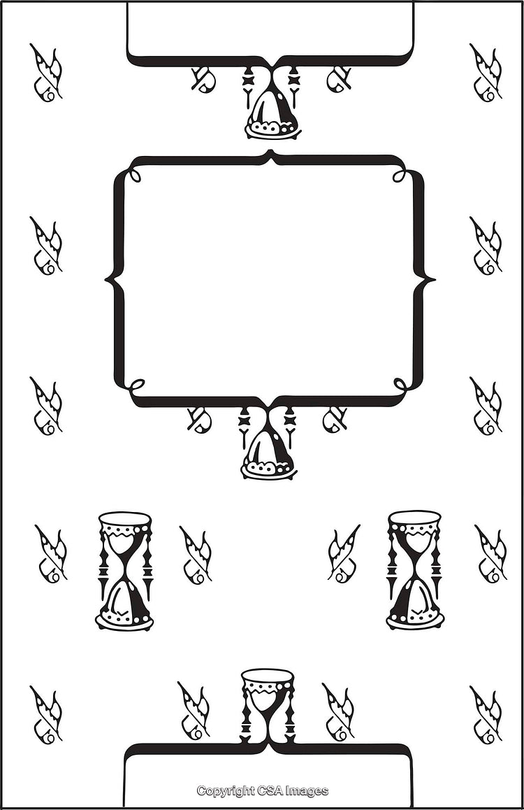 Black and White Pattern Design Featuring Frames and Icons