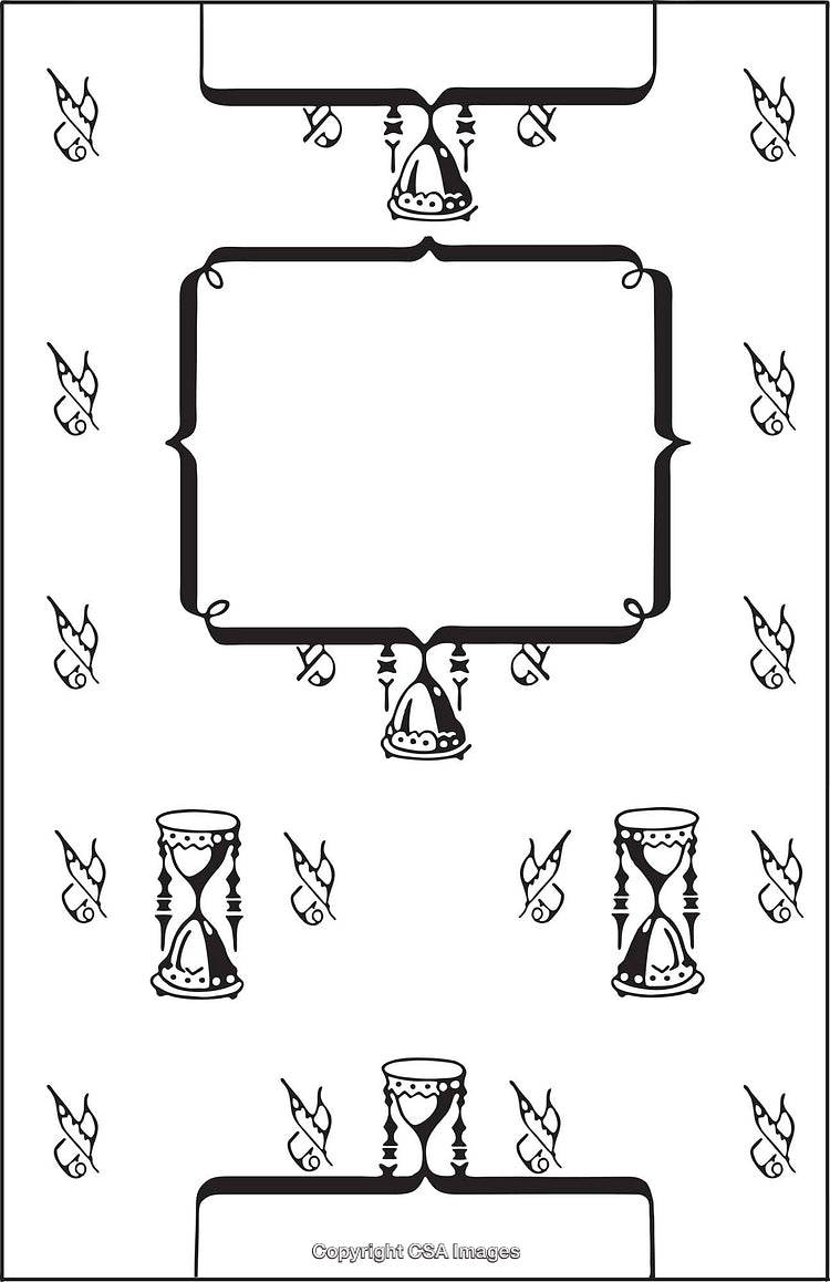 Black and White Pattern Design Featuring Frames and Icons