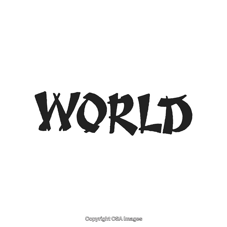 Bold Handwritten Word 'World' in Black Typography on White Background