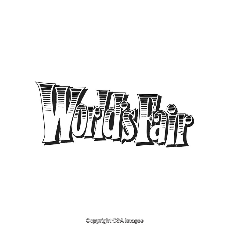 Stylized World's Fair Text Logo with a Vintage Aesthetic Design